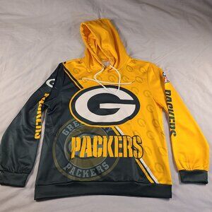 Greenbay Packers Hooded Sweater Men's M Green Yellow